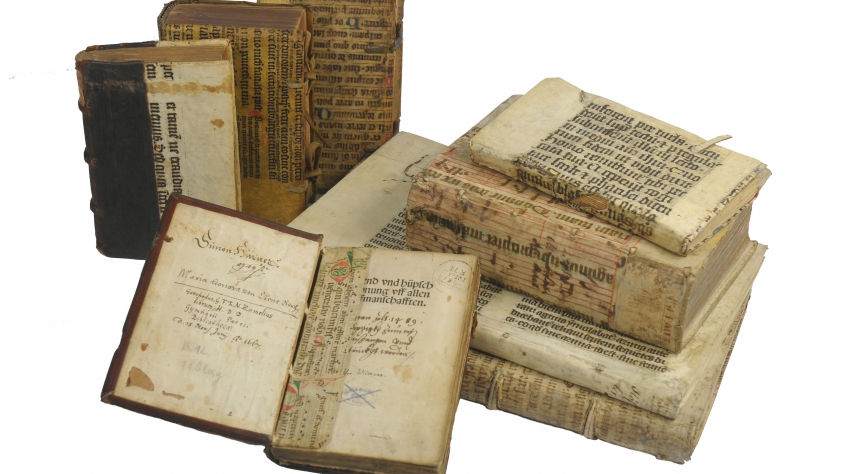 Fragmenty pergaminowych rękopisów w oprawach z Biblioteki Elbląskiej